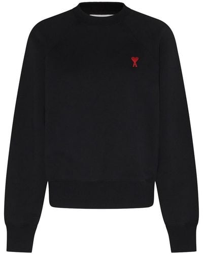 Ami Paris Cotton Blend Ami De Coeur Sweatshirt - Black
