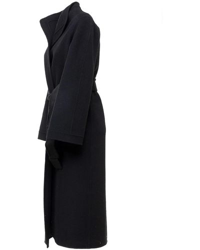 Nenette Long Wool Coat - Black