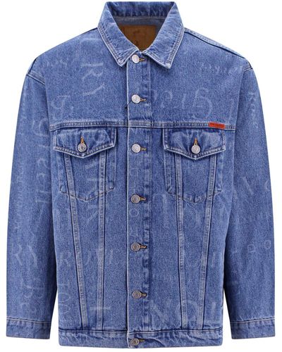 Martine Rose Cotton Jacket With Streetnames Print - Blue