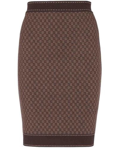 Balmain Monogram Mini Pencil Skirt - Brown
