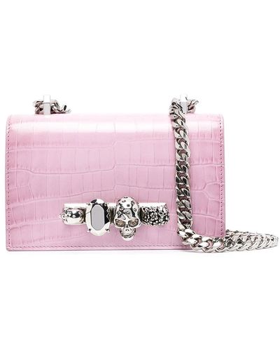 Alexander McQueen Four-ring Crystal-embellished Bag - Pink