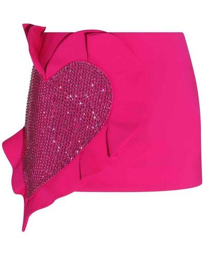 Area Fuchsia Wool Mini Skirt - Pink