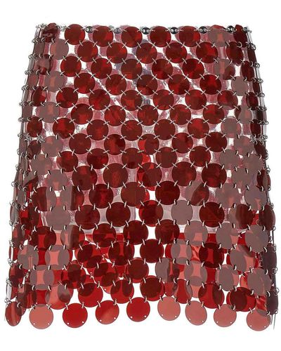 Rabanne Plastic Sequin Skirt - Red