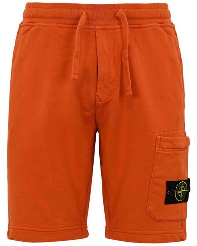 Stone Island Fleece Bermuda Shorts - Orange