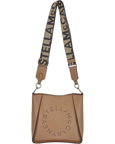 Stella McCartney Shoulder Bag In Sand Vegan With Openwork Logo - White