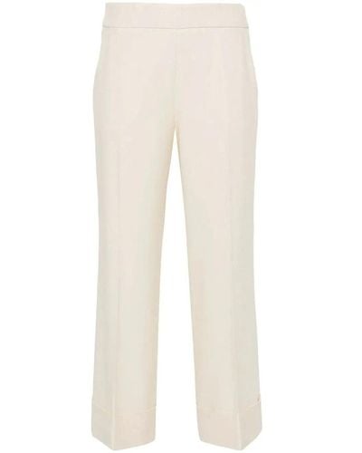 Peserico Side Zip Cropped Trousers - White