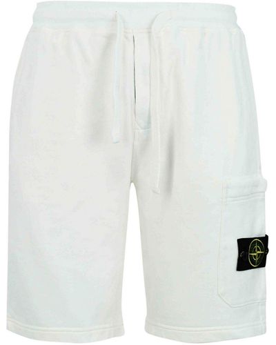 Stone Island Cotton Fleece Bermuda Shorts - White