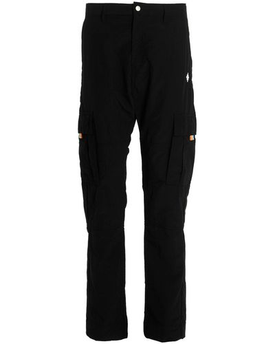 Marcelo Burlon Cross Cargo Trousers With Embroidered Logo - Black