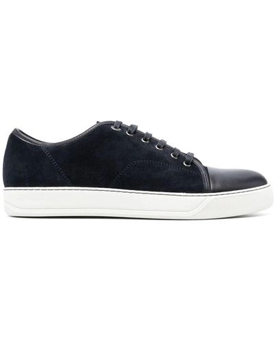Lanvin Suede And Nappa Captoe Low To Trainer - Blue