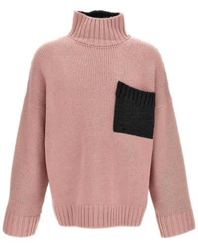 JW Anderson Logo Embroidery Two-color Jumper - Pink