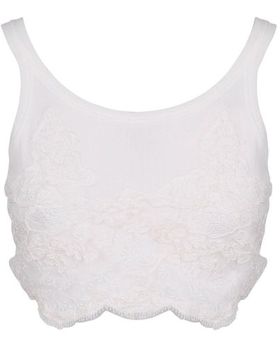 Ermanno Scervino Crop Top And Lace - White
