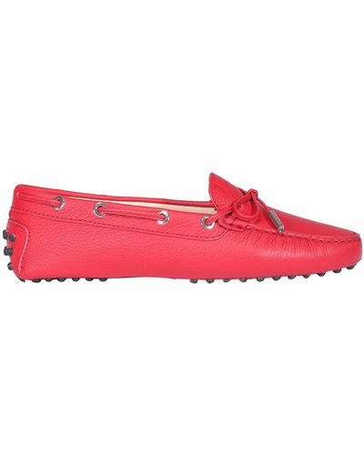 Tod's Pebbled Leather Driving Shoes - Red