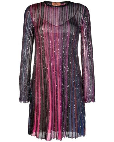 Missoni Lurex Pleated Short Dress - Purple
