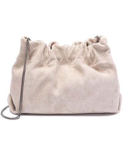 Brunello Cucinelli Soft Bag With Monili - Natural