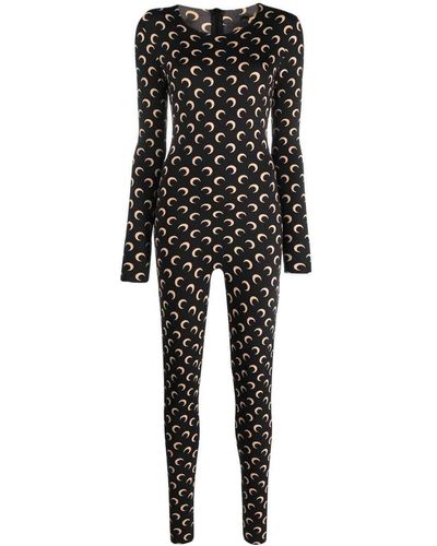 Moon Printed Catsuit - Black