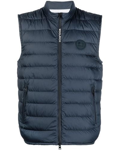Woolrich Logo-patch Padded Gilet - Blue