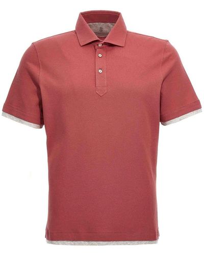 Brunello Cucinelli Double Layer Effect Polo Shirt - Red