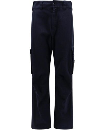 Dolce & Gabbana Cotton Cargo Trouser With Metal Logo Patch - Blue