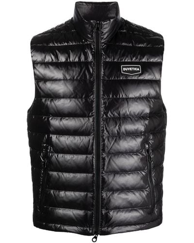 Duvetica Filucca High Neck Padded Down Gilet With Logo - Black