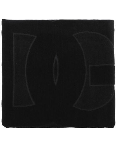 Dolce & Gabbana Dg Monogram Jacquard Cotton Beach Towel - Black
