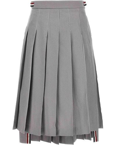 Thom Browne Pleated Midi Skirt - Grey