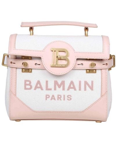 Balmain B-buzz 23 Bag In Canvas And Leather - Pink