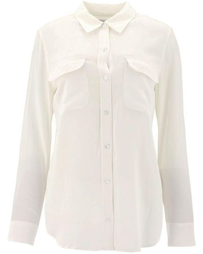 Equipment Patch Pocket Crepe Silk Shirt - White
