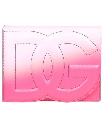 Dolce & Gabbana Leather Crossbody With Degrade Logo - Pink