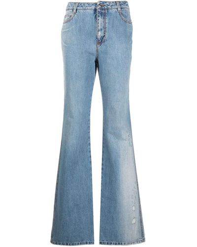 Ermanno Scervino Flared Faded Jeans With Ripped Details - Blue