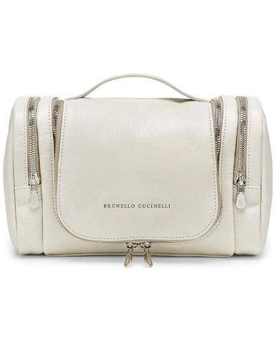 Brunello Cucinelli Leather Beauty Case - White