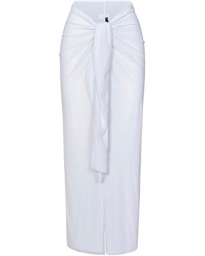 Fisico Long Skirt In Stretch Nylon - White