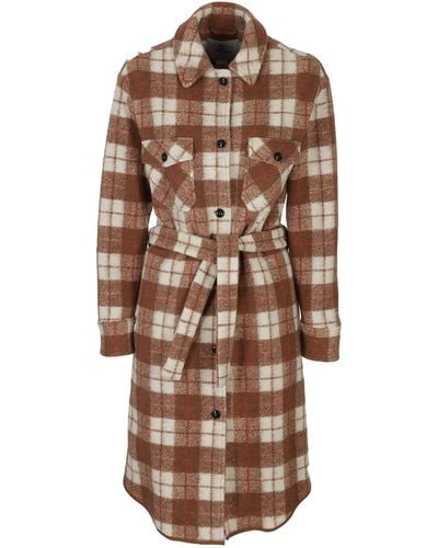 Woolrich Checked Coat - Brown