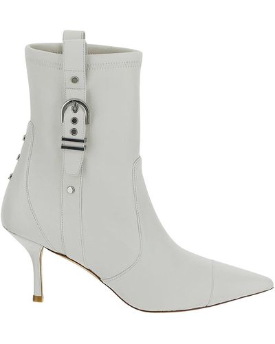 Stuart Weitzman Bootie In Stretch With Side Buckles - White