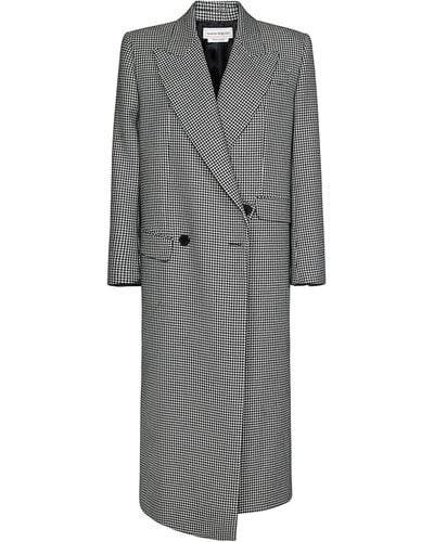 Alexander McQueen Houndstooth Asymmetrical Coat - Gray