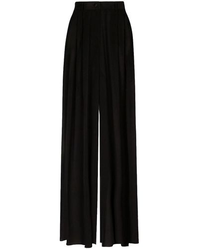 Dolce & Gabbana Silk Chiffon Wide-leg Trousers - Black