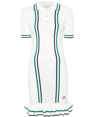 Casablancabrand Ruffle Pointelle Dress - White