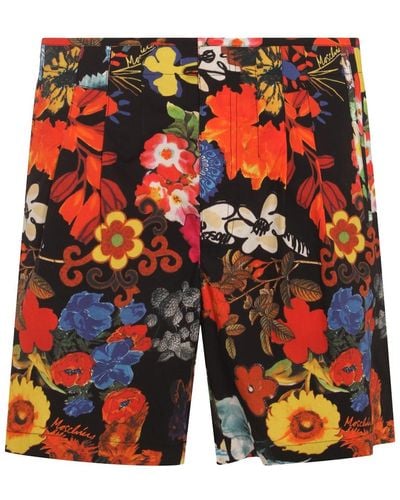 Moschino Multicolor Flower Shorts - Orange