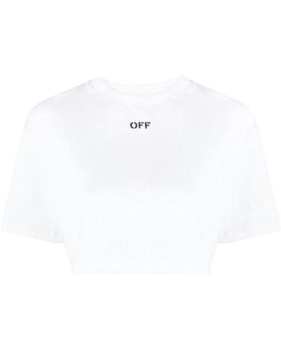 Off-White c/o Virgil Abloh Logo Cotton Cropped T-shirt - White