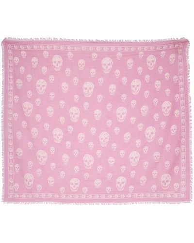 Alexander McQueen Skull Wool Scarf - Pink
