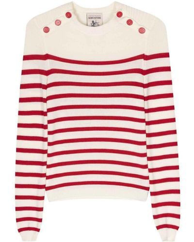 Semicouture Brenda Striped Pullover - Red