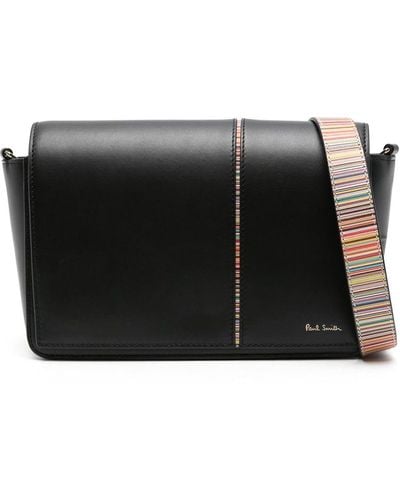 Paul Smith Signature Stripe Leather Crossbody Bag - Black