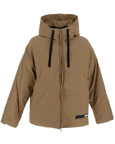 OAMC Logo-patch Hooded Puffer Jacket - Natural