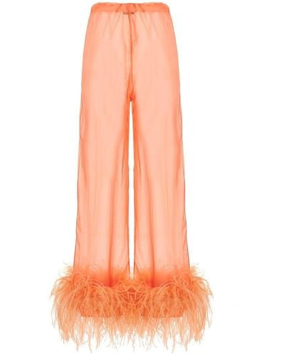 Oséree Feather Silk Trousers - Orange