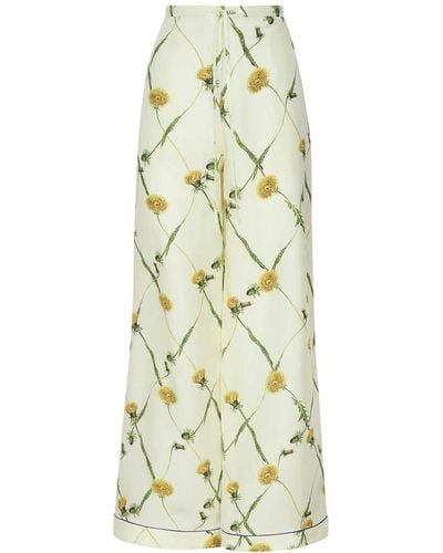 Burberry Silk Printed Trousers - White
