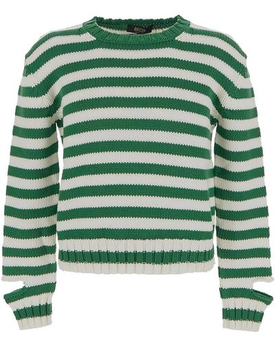 MCM Een And White Crewneck With Long Sleeves - Green