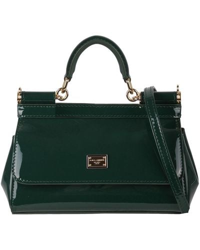 Dolce & Gabbana Small Sicily Bag In Patent Leather - Green