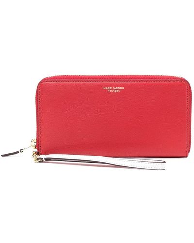 Marc Jacobs Leather Zip Wallet - Red