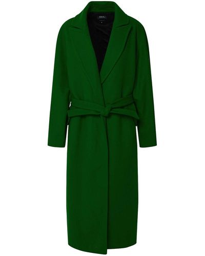 A.P.C. 'florence' Coat In Virgin Wool Blend - Green