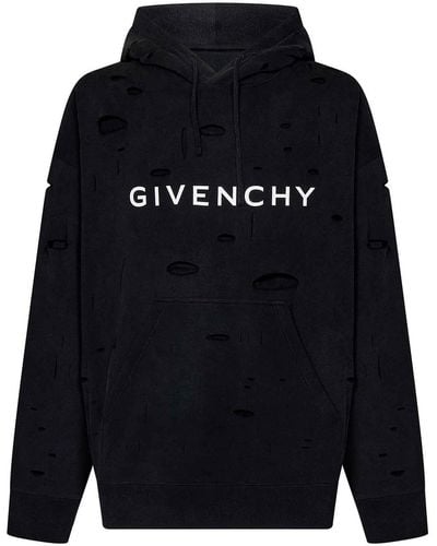 Givenchy Faded Brushed Cotton Hoodie - Blue