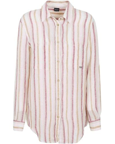 Fay Striped Linen Shirt - Pink